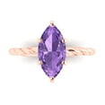 thumbnail image 1 of 2 ct Marquise Cut Simulated Alexandrite Solitaire 14K Rose Gold Womens Engagement Ring, 1 of 5