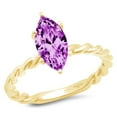 thumbnail image 1 of 2 ct Marquise Cut Simulated Alexandrite Solitaire 18K Yellow Gold Womens Engagement Ring, 1 of 4