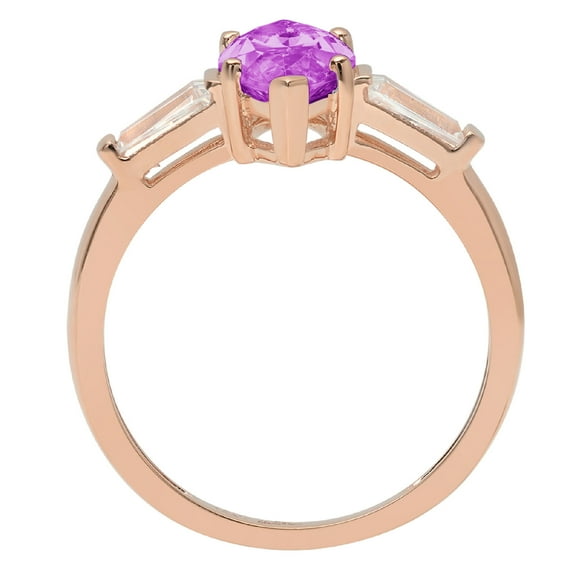 2 ct Marquise Cut Simulated Alexandrite Three-Stone Engagement Ring for Women in 18K Rose Gold