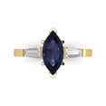 thumbnail image 1 of 2 ct Marquise Cut Simulated Blue Sapphire Three-Stone Engagement Ring for Women in 18K Yellow Gold, 1 of 5