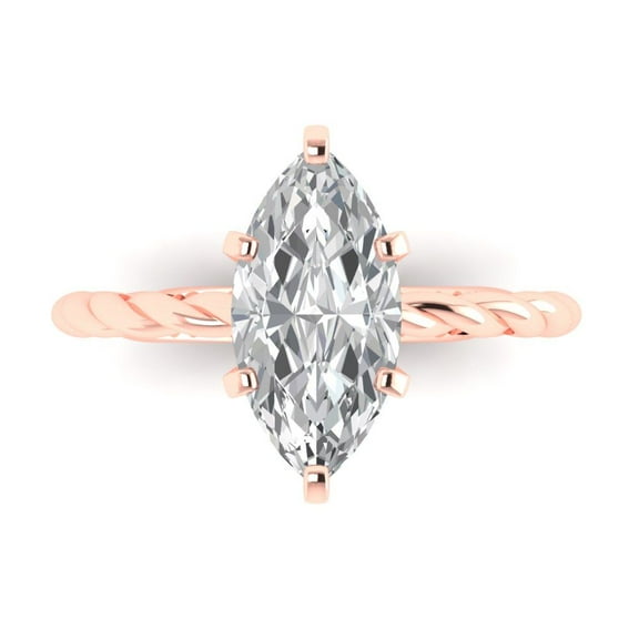 2 ct Marquise Cut Simulated Diamond Solitaire Engagement Ring for Women in 14K Rose Gold