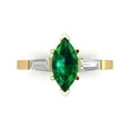 thumbnail image 1 of 2 ctw 3 Stone Anniversary Ring for Women | Marquise Cut Simulated Emerald | Hyperallergenic Solid 14K Yellow Gold, 1 of 5