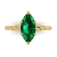 thumbnail image 1 of Clara Pucci 14K Yellow Gold Solid Gold Emerald Solitaire Anniversary Ring for Women - 2 cttw Marquise Cut, 1 of 7