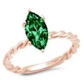 thumbnail image 1 of 2 ct Marquise Cut Simulated Emerald Solitaire 18K Rose Gold Womens Engagement Ring, 1 of 4