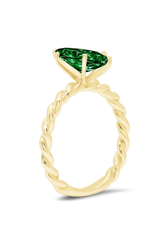2 ct Marquise Cut Simulated Emerald Solitaire Engagement Ring for Women in 18K Yellow Gold