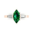 thumbnail image 1 of 2 ct Marquise Cut Simulated Emerald Three-Stone Engagement Ring for Women in 18K Rose Gold, 1 of 5