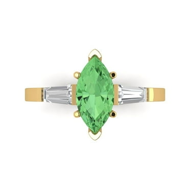 2 ct Marquise Cut Simulated Green Diamond Three-Stone Engagement Ring for Women in 14K Yellow Gold