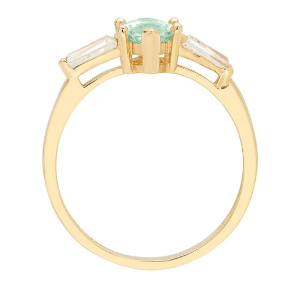 2 ct Marquise Cut Simulated Green Diamond Three-Stone Engagement Ring for Women in 18K Yellow Gold