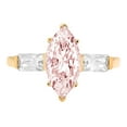 thumbnail image 1 of 2 ct Marquise Cut Simulated Pink Diamond 3 Stone 18K Yellow Gold Womens Engagement Ring, 1 of 4