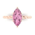 thumbnail image 1 of 2 ct Marquise Cut Simulated Pink Diamond Solitaire Engagement Ring for Women in 18K Rose Gold, 1 of 5