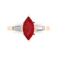 thumbnail image 1 of 2 ctw 3 Stone Anniversary Ring for Women | Marquise Cut Simulated Pink Tourmaline | Hyperallergenic Solid 18K Rose Gold, 1 of 5