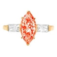 thumbnail image 1 of 2 ct Marquise Cut Simulated Red Diamond 3 Stone 14K Yellow Gold Womens Engagement Ring, 1 of 4