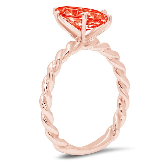 2 ct Marquise Cut Simulated Red Diamond Solitaire Engagement Ring for Women in 18K Rose Gold