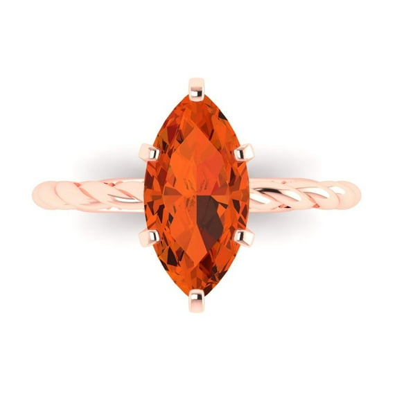 2 ct Marquise Cut Simulated Red Diamond Solitaire Engagement Ring for Women in 18K Rose Gold
