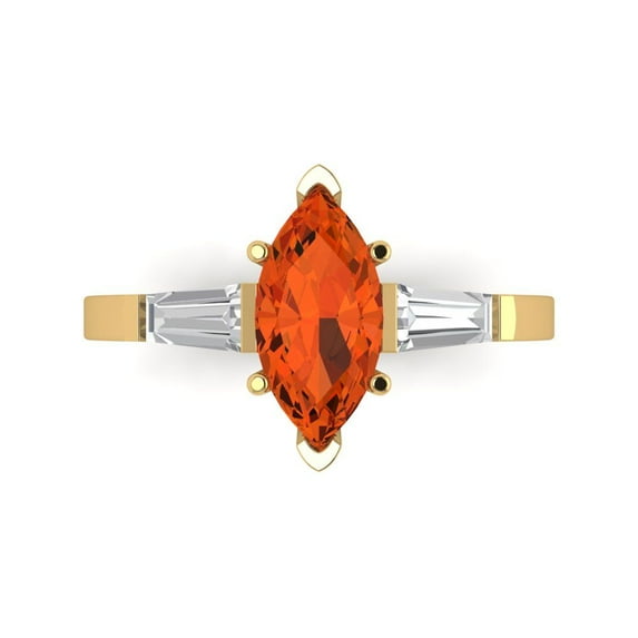 Clara Pucci 14K Yellow Gold 2ct Red Three-Stone Ring for Women