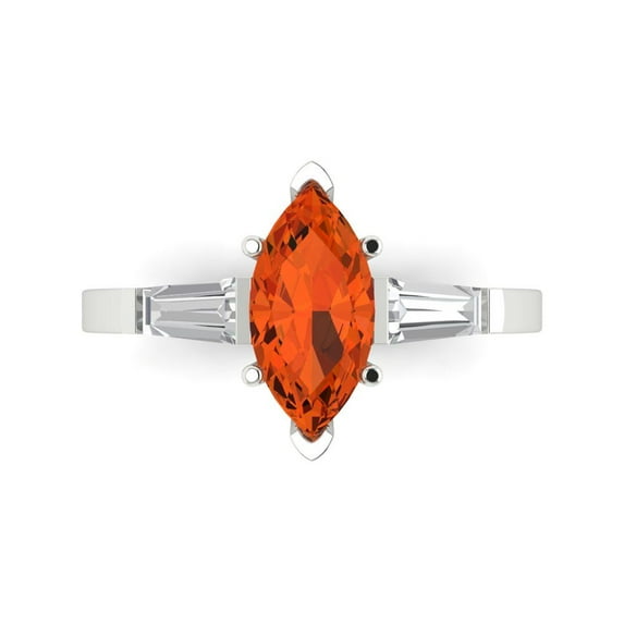 2 ct Marquise Cut Simulated Red Diamond Three-Stone Engagement Ring for Women in 18K White Gold