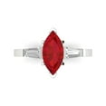 thumbnail image 1 of 2 ctw 3 Stone Anniversary Ring for Women | Marquise Cut Simulated Ruby | Hyperallergenic Solid 14K White Gold, 1 of 5
