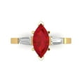 thumbnail image 1 of 2 ctw 3 Stone Anniversary Ring for Women | Marquise Cut Simulated Ruby | Hyperallergenic Solid 18K Yellow Gold, 1 of 5