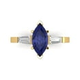 thumbnail image 1 of Clara Pucci 14K Yellow Gold Solid Gold Tanzanite Three-Stone Anniversary Ring for Women - 2 cttw Marquise Cut, 1 of 7