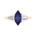 thumbnail image 1 of 2 ctw 3 Stone Anniversary Ring for Women | Marquise Cut Simulated Tanzanite | Hyperallergenic Solid 18K Rose Gold, 1 of 5