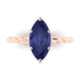 thumbnail image 1 of 2 ct Marquise Cut Simulated Tanzanite Solitaire 18K Rose Gold Womens Engagement Ring, 1 of 5