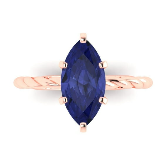 Clara Pucci 14K Rose Gold 2ct Tanzanite Solitaire Ring for Women