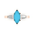 thumbnail image 1 of Clara Pucci 14K Rose Gold Solid Gold Turquoise Three-Stone Anniversary Ring for Women - 2 cttw Marquise Cut, 1 of 7