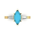 thumbnail image 1 of 2 ctw 3 Stone Anniversary Ring for Women | Marquise Cut Simulated Turquoise | Hyperallergenic Solid 18K Yellow Gold, 1 of 5