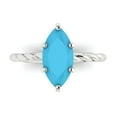 thumbnail image 1 of 2 ctw Solitaire Anniversary Ring for Women | Marquise Cut Simulated Turquoise | Hyperallergenic Solid 18K White Gold, 1 of 5