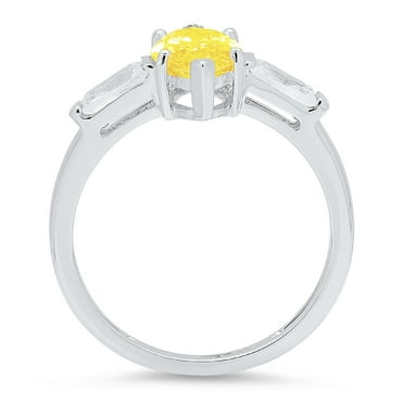 2 ct Marquise Cut Simulated Yellow Diamond Three-Stone Engagement Ring for Women in 14K White Gold