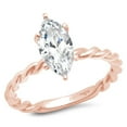 thumbnail image 1 of 2 ct Marquise Cut White Sapphire Solitaire 18K Rose Gold Womens Engagement Ring, 1 of 5
