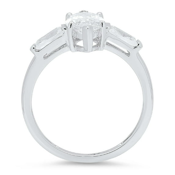 2 ct Marquise Cut White Sapphire Three-Stone Engagement Ring for Women in 14K White Gold