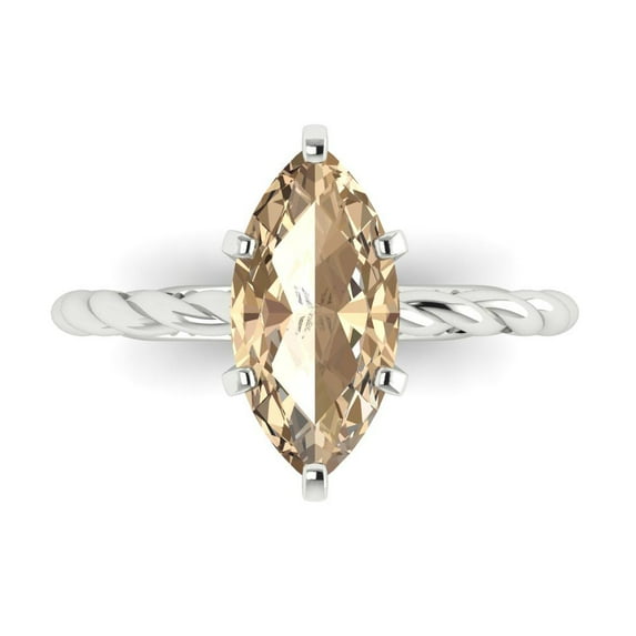 Clara Pucci 14K White Gold 2ct YellowMoissanite Solitaire Ring for Women