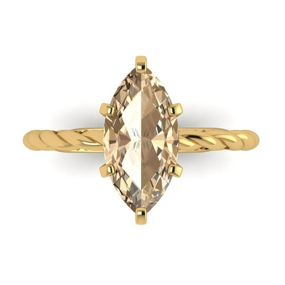 Clara Pucci 14K Yellow Gold 2ct YellowMoissanite Solitaire Ring for Women