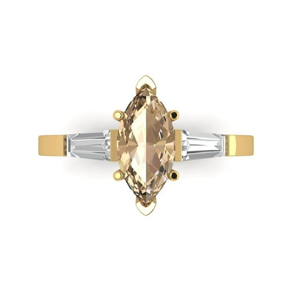 Clara Pucci 14K Yellow Gold 2ct YellowMoissanite Three-Stone Ring for Women