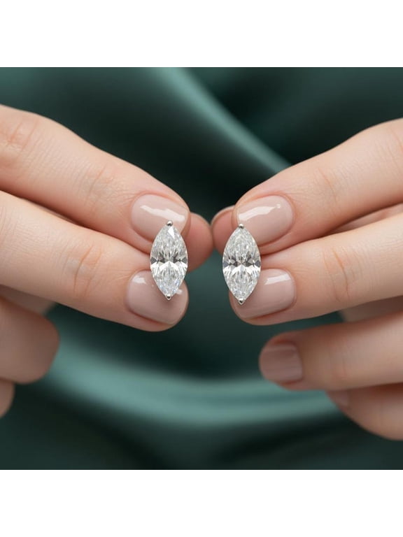 2 ct Marquise Earrings, Lab Grown IGI Certified Solitaire Studs for Women, Gifts for her