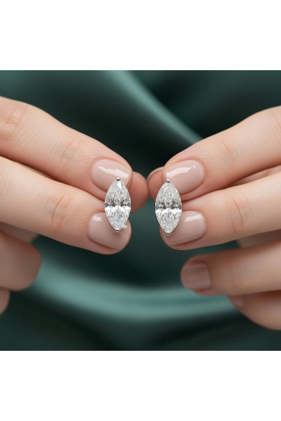 2 ct Marquise Earrings, Lab Grown IGI Certified Solitaire Studs for Women, Gifts for her