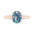 thumbnail image 1 of 2 ct Oval Cut Blue Moissanite Solitaire 18K Rose Gold Womens Engagement Ring, 1 of 5