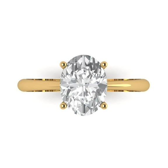 2 ctw Solitaire Anniversary Ring for Women | Oval Cut Moissanite | Hyperallergenic Solid 14K Yellow Gold