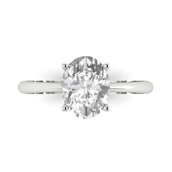 Clara Pucci 14K White Gold 2ct Moissanite Solitaire Ring for Women
