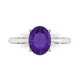 thumbnail image 1 of 2 ctw Solitaire Anniversary Ring for Women | Oval Cut Natural Amethyst | Hyperallergenic Solid 18K White Gold, 1 of 5
