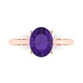 thumbnail image 1 of 2 ct Oval Cut Natural Amethyst Solitaire Engagement Ring for Women in 18K Rose Gold, 1 of 5