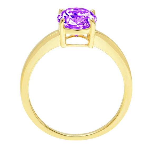 2 ct Oval Cut Natural Amethyst Solitaire Engagement Ring for Women in 18K Yellow Gold