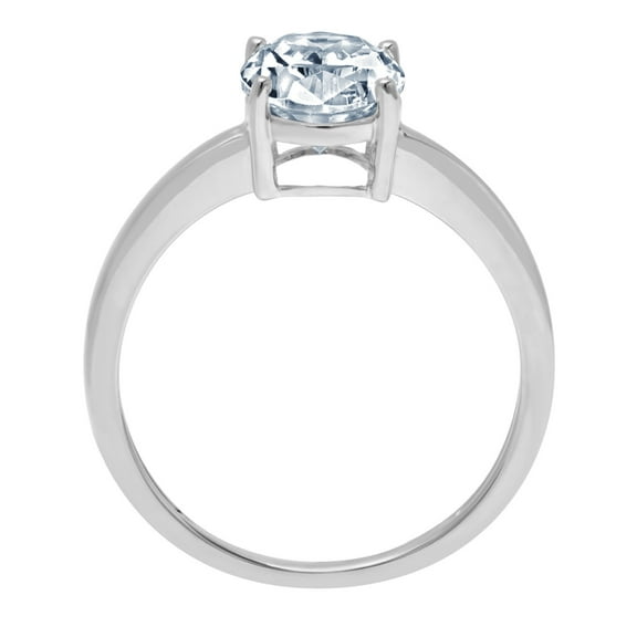 2 ct Oval Cut Natural Aquamarine Solitaire Engagement Ring for Women in 18K White Gold