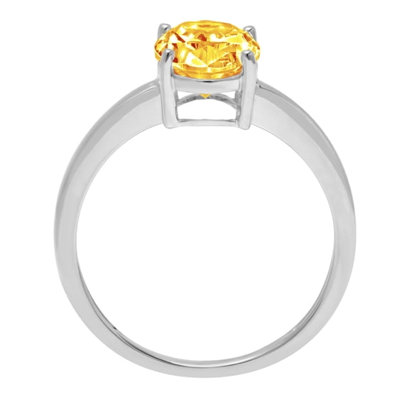 2 ct Oval Cut Natural Citrine Solitaire Engagement Ring for Women in 18K White Gold