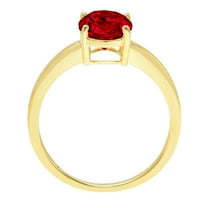 2 ct Oval Cut Natural Garnet Solitaire Engagement Ring for Women in 18K Yellow Gold