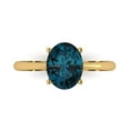 thumbnail image 1 of Clara Pucci 14K Yellow Gold Solid Gold LondonBlueTopaz Solitaire Anniversary Ring for Women - 2 cttw Oval Cut, 1 of 7