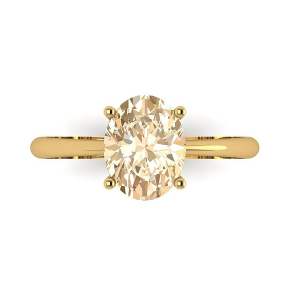 Solitaire Engagement Ring for Women - 2ct Natural Morganite in 14K Yellow Gold Promise Ring