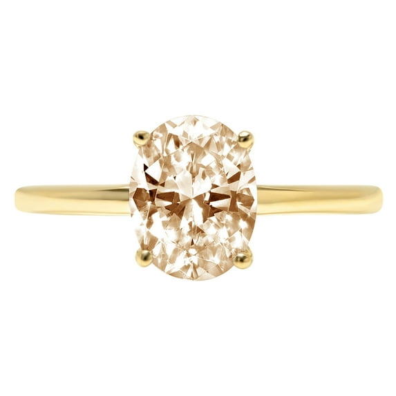 2 ct Oval Cut Natural Morganite Solitaire 18K Yellow Gold Womens Engagement Ring