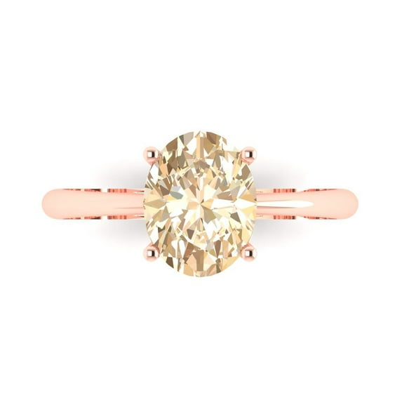 Clara Pucci 14K Rose Gold 2ct Morganite Solitaire Ring for Women